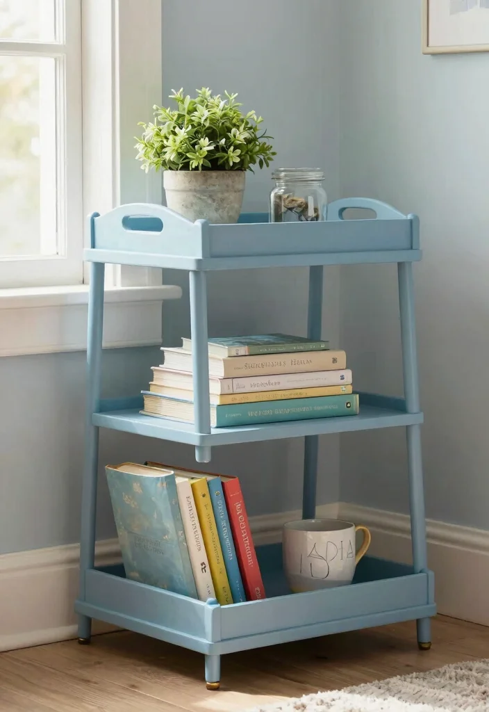 12 Bedroom Bookshelf Ideas for Storage and Display Coastal Inspired Style 9. Tiered Tray Shelf Fun and Functional 0
