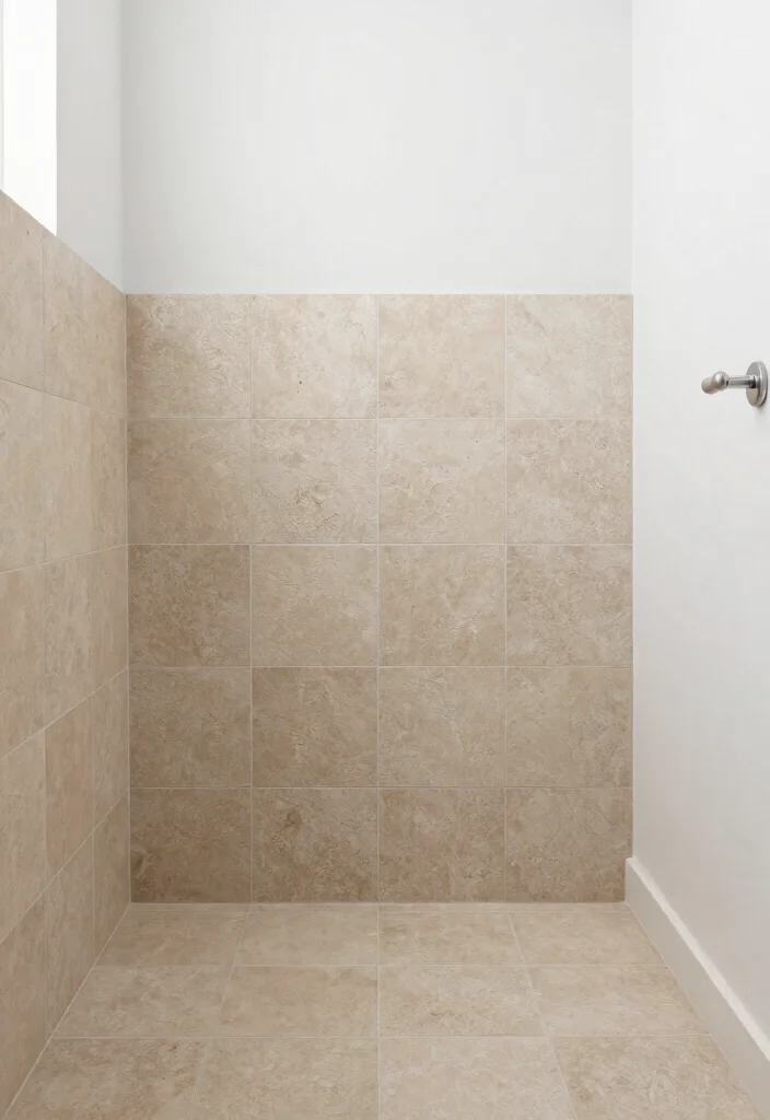 12 Beige Tile Bathroom Ideas for a Calm Neutral Look 10. Textured Beige Vinyl Tiles 0