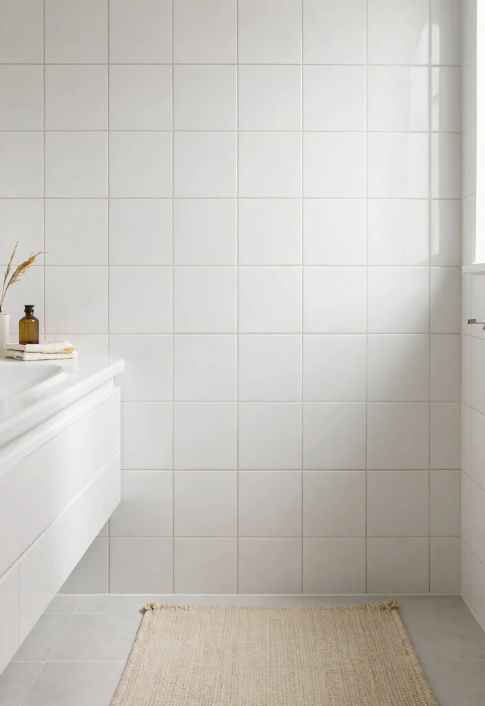 12 Beige Tile Bathroom Ideas for a Calm Neutral Look 7. Beige Grout with White Tiles 0