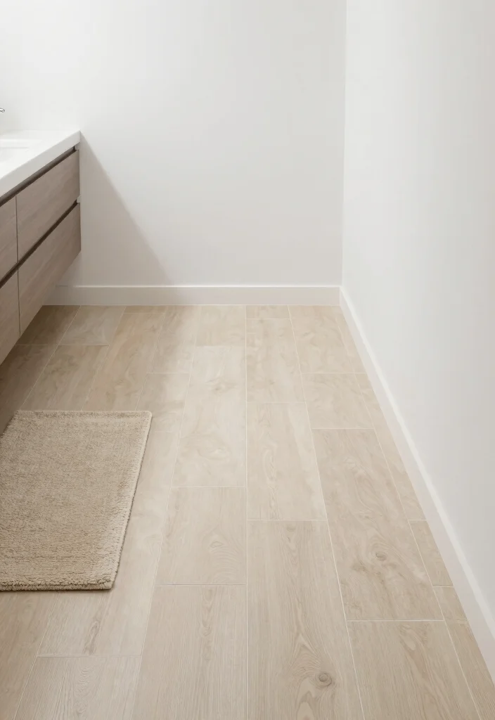 12 Beige Tile Bathroom Ideas for a Calm Neutral Look 9. Beige Plank Tiles 0