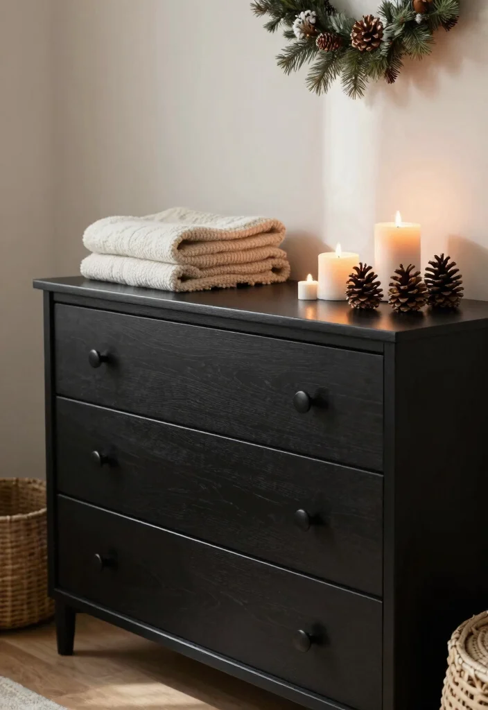 12 Black Dresser Bedroom Ideas for Easy Styling 10. Seasonal Decor Switch Up 0