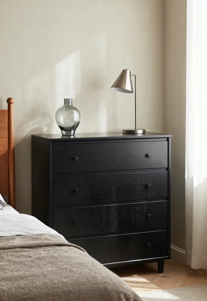 12 Black Dresser Bedroom Ideas for Easy Styling 6. Mix and Match Material Finishes 0