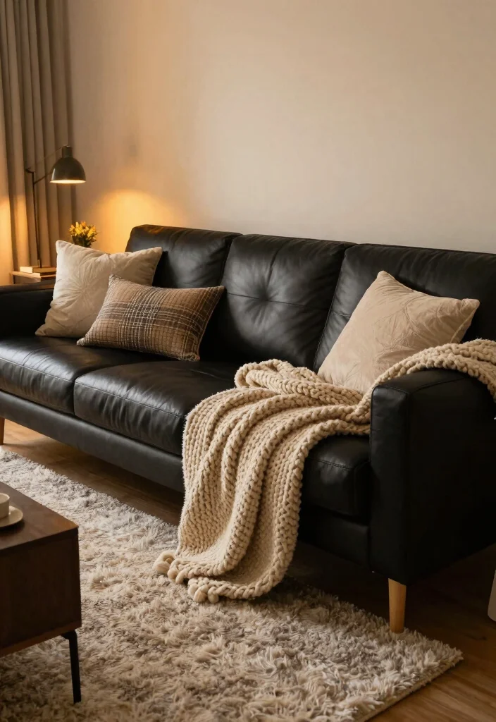 12 Black Leather Sofa Living Room Ideas with Edge 2 12 Black Leather Sofa Living Room Ideas with Edge 2. Cozy Layered Textures 0