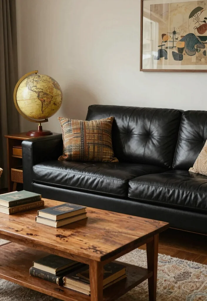 12 Black Leather Sofa Living Room Ideas with Edge 4 12 Black Leather Sofa Living Room Ideas with Edge 4. Vintage Charm Meets Modern Edge 0