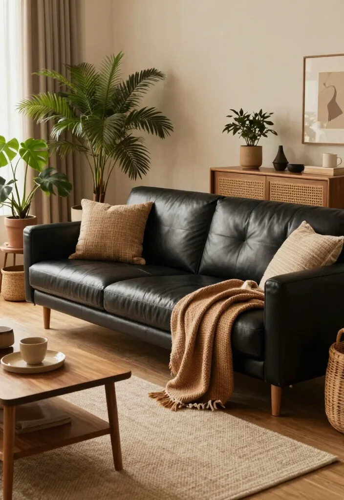12 Black Leather Sofa Living Room Ideas with Edge 16 12 Black Leather Sofa Living Room Ideas with Edge 6. Earthy Warmth 0