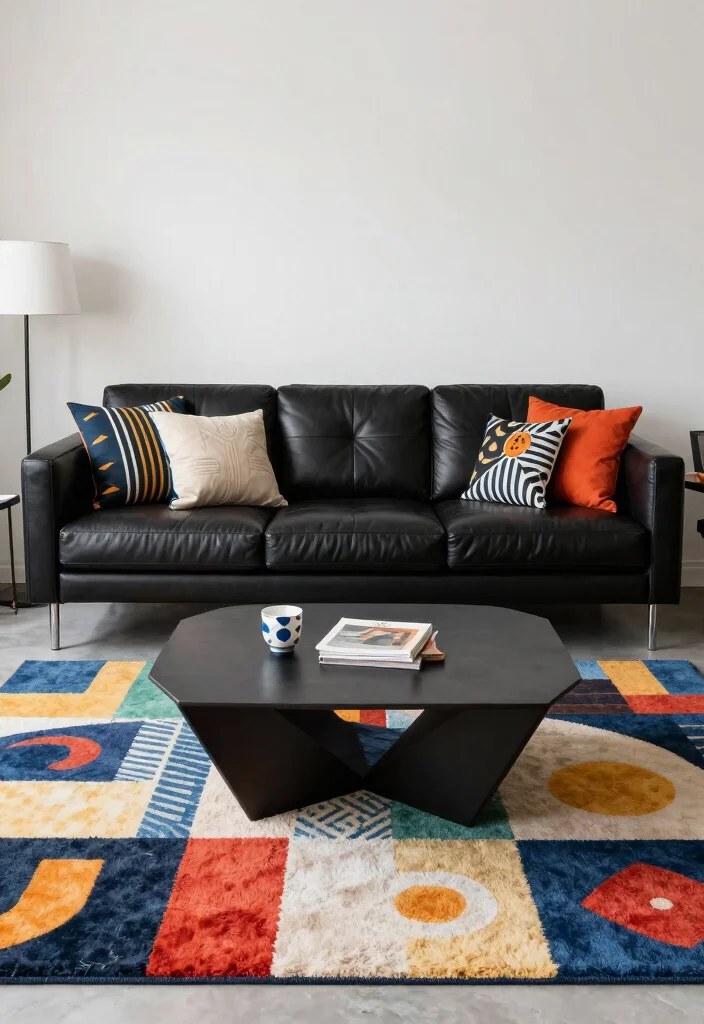 12 Black Leather Sofa Living Room Ideas with Edge 27 12 Black Leather Sofa Living Room Ideas with Edge 7. Geometric Patterns 0