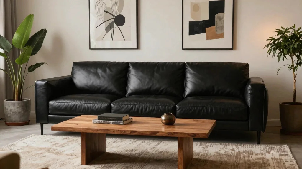 12 Black Leather Sofa Living Room Ideas with Edge