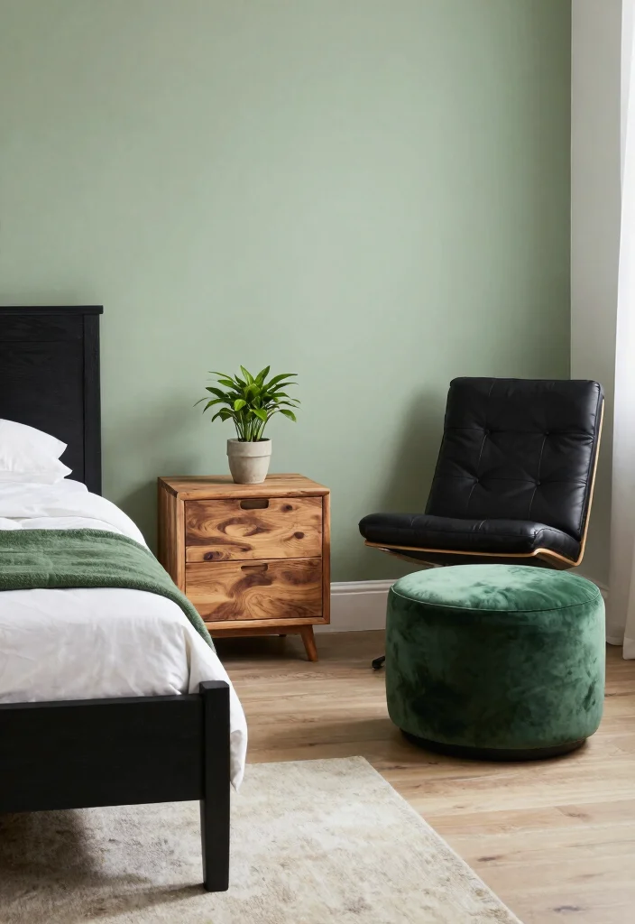 12 Black and Green Bedroom Ideas with Bold Contrast 4. Eco Friendly Furniture Choices 0