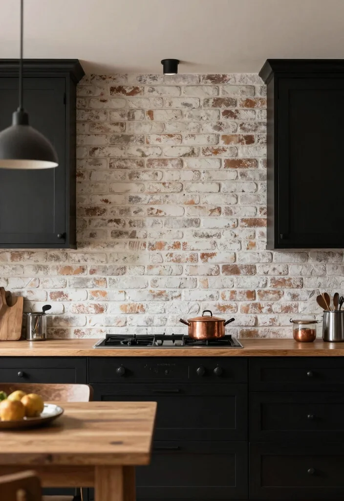 12 Black and White Kitchen Backsplash Ideas with Contrast 60 12 Black and White Kitchen Backsplash Ideas with Contrast 10. Rustic Charm with Whitewashed Brick 0