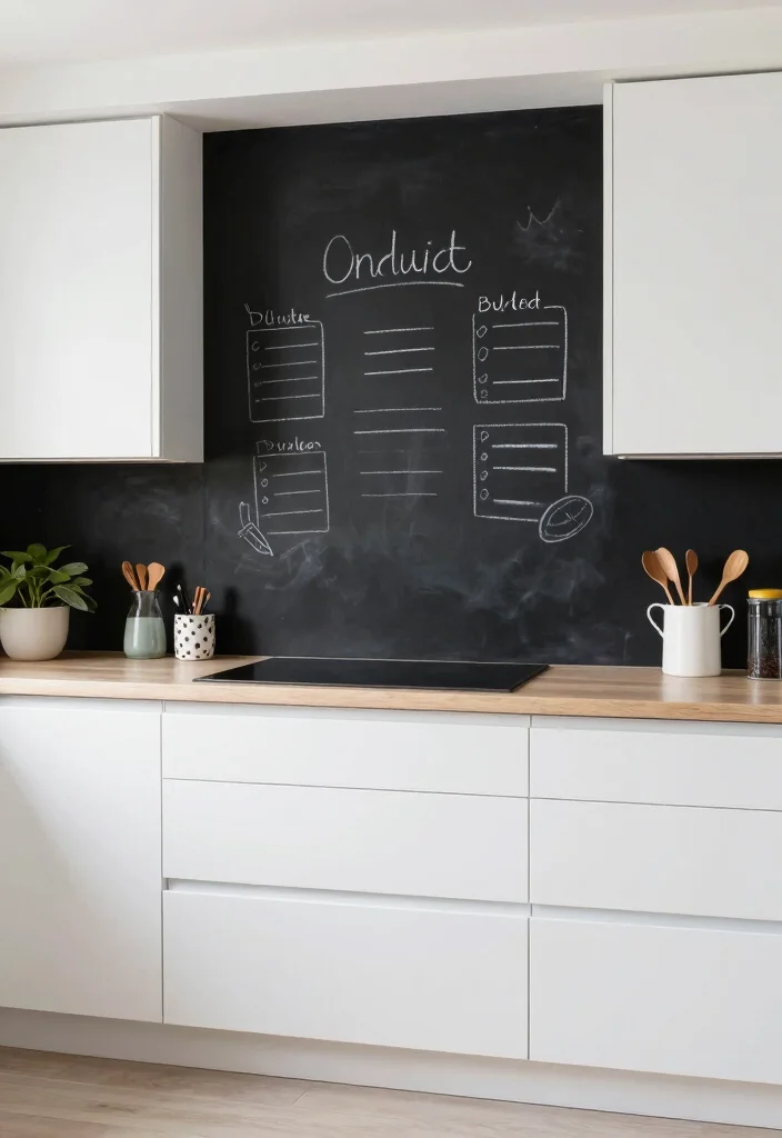 12 Black and White Kitchen Backsplash Ideas with Contrast 62 12 Black and White Kitchen Backsplash Ideas with Contrast 12. Chalkboard Paint Backsplash 0