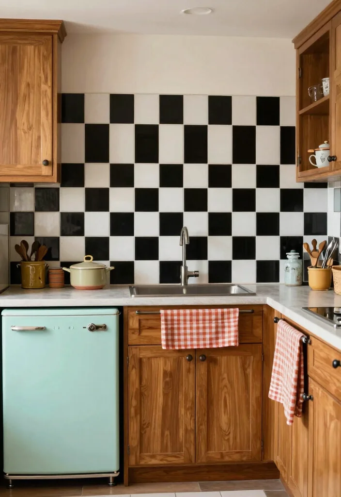 12 Black and White Kitchen Backsplash Ideas with Contrast 35 12 Black and White Kitchen Backsplash Ideas with Contrast 5. Vintage Inspired Checkerboard 0