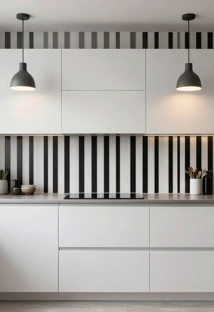 12 Black and White Kitchen Backsplash Ideas with Contrast 37 12 Black and White Kitchen Backsplash Ideas with Contrast 7. Minimalist Black and White Stripe 0