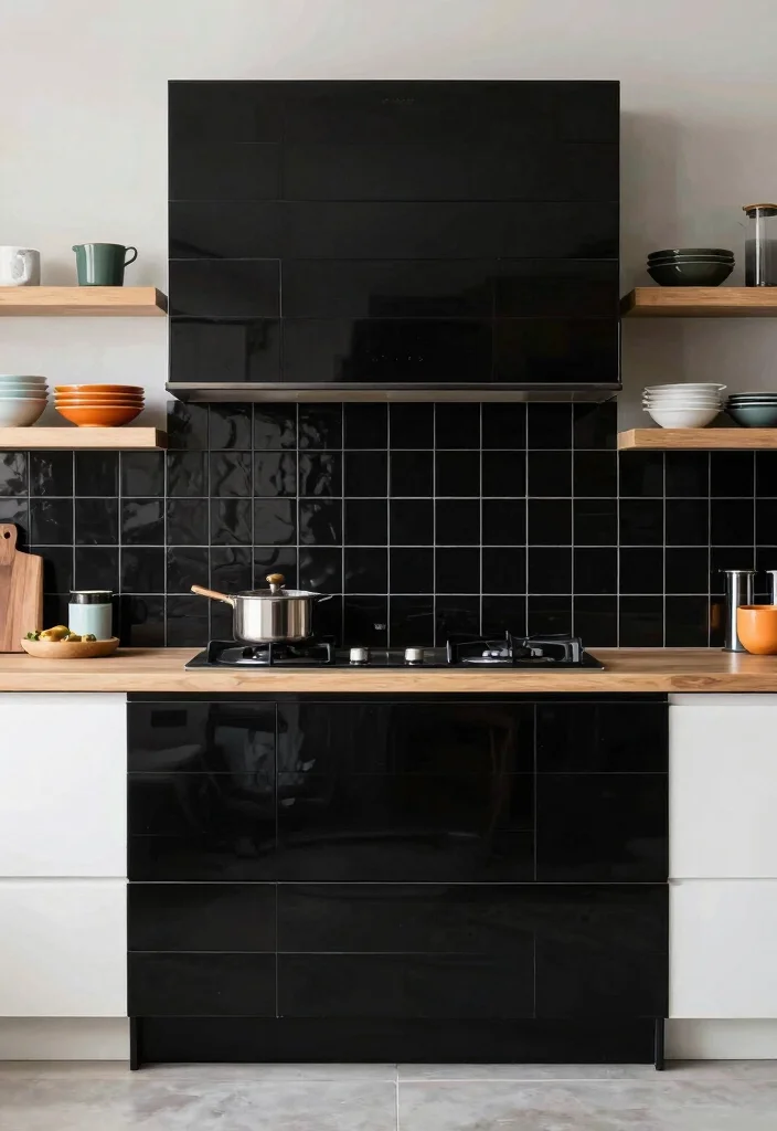 12 Black and White Kitchen Backsplash Ideas with Contrast 49 12 Black and White Kitchen Backsplash Ideas with Contrast 9. Black Tile with White Grout 0