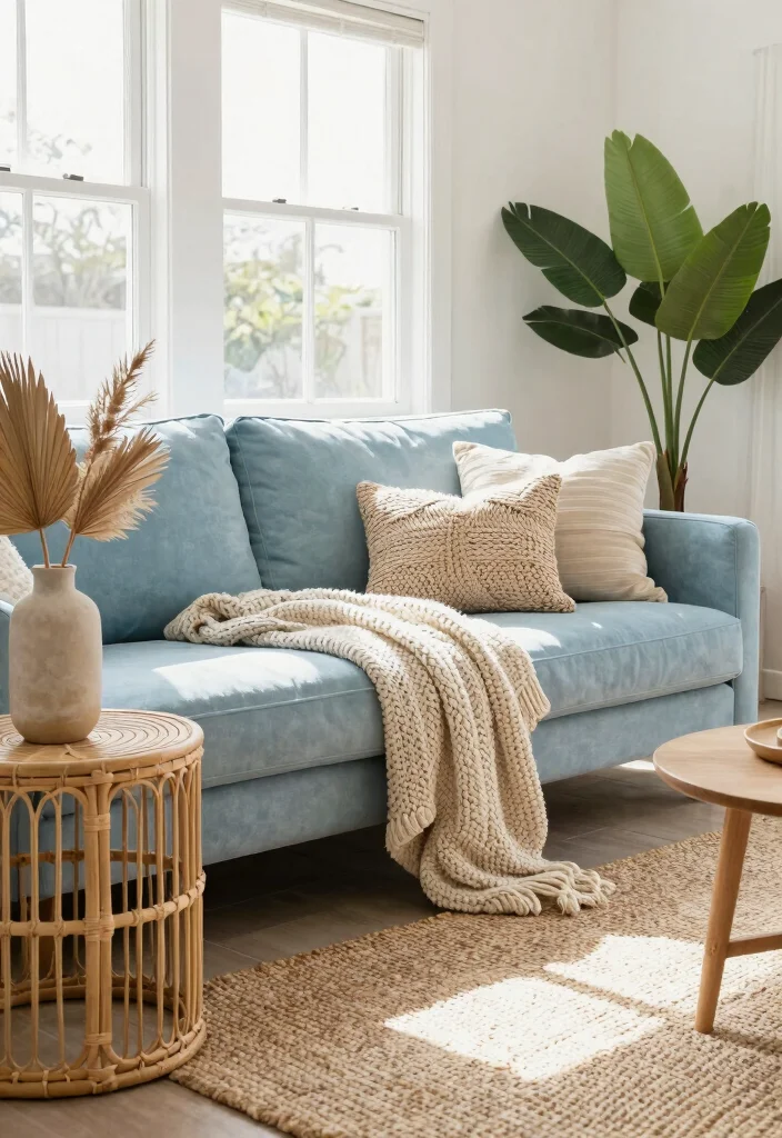 12 Blue Sofa Living Room Decor Ideas That Pop 12 12 Blue Sofa Living Room Decor Ideas That Pop 2. Layered Textures with Woven Fabrics 0