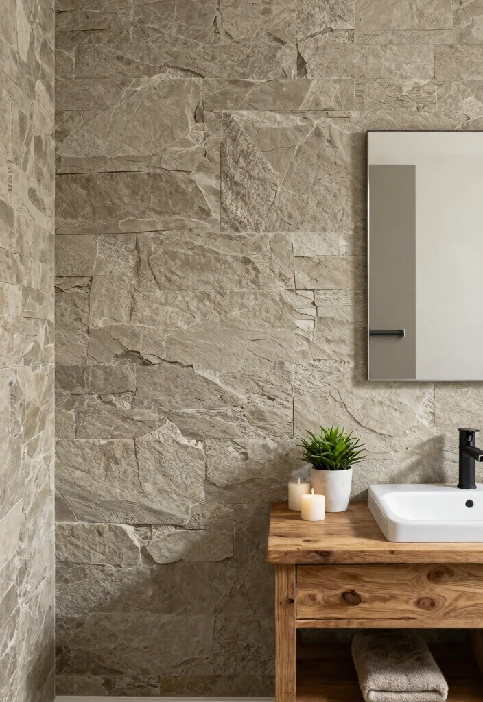 12 Brown Bathroom Ideas with Warm Earthy Style 61 12 Brown Bathroom Ideas with Warm Earthy Style 11. Textured Wallpaper 0