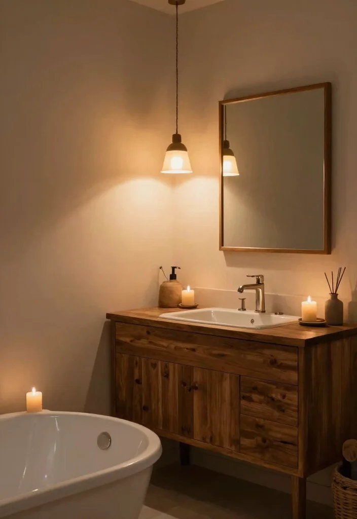 12 Brown Bathroom Ideas with Warm Earthy Style 62 12 Brown Bathroom Ideas with Warm Earthy Style 12. Cozy Lighting Accents 0