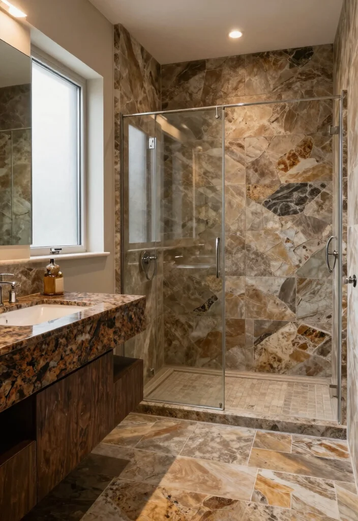 12 Brown Bathroom Ideas with Warm Earthy Style 23 12 Brown Bathroom Ideas with Warm Earthy Style 3. Natural Stone Surfaces 0