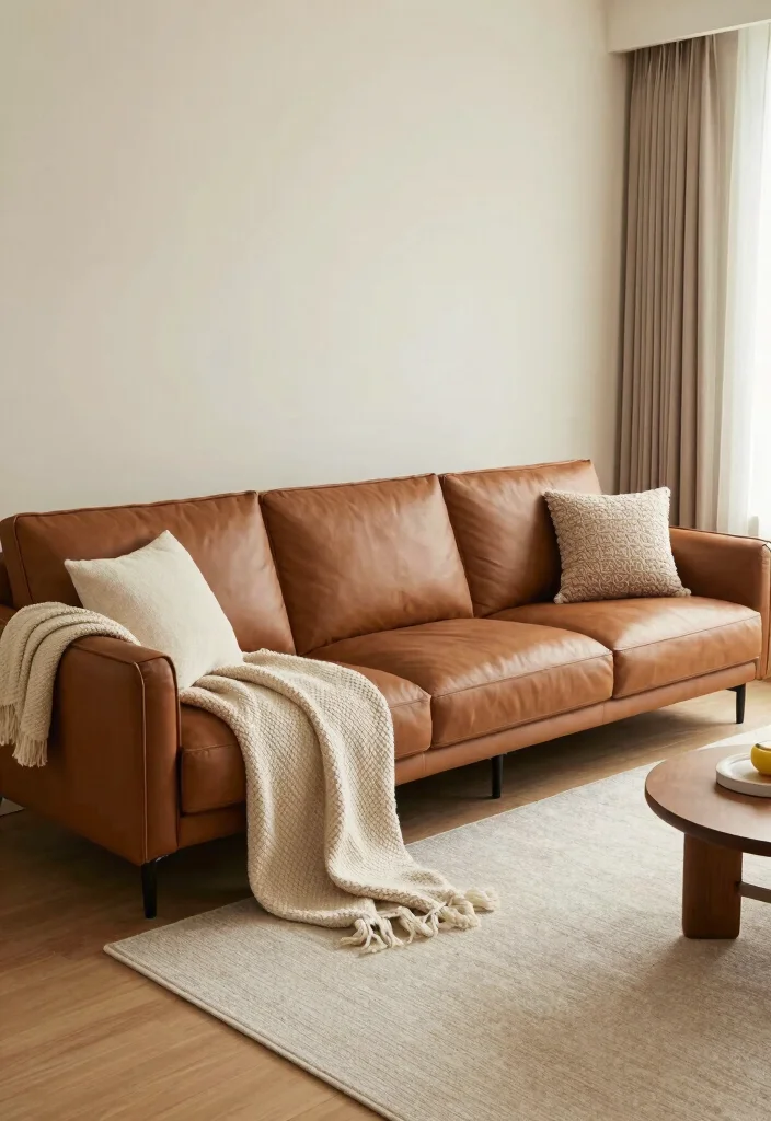 12 Brown Leather Couch Living Room Ideas with Warm Style 11. Family Focused Layout 0