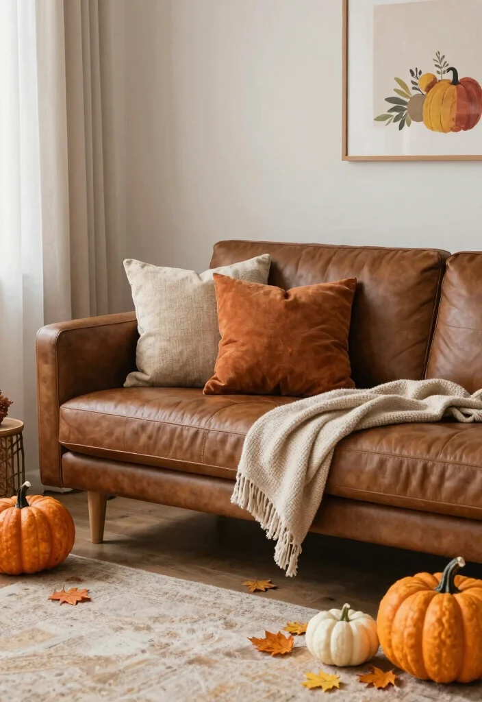 12 Brown Leather Couch Living Room Ideas with Warm Style 12. Seasonal Decor Themes 0