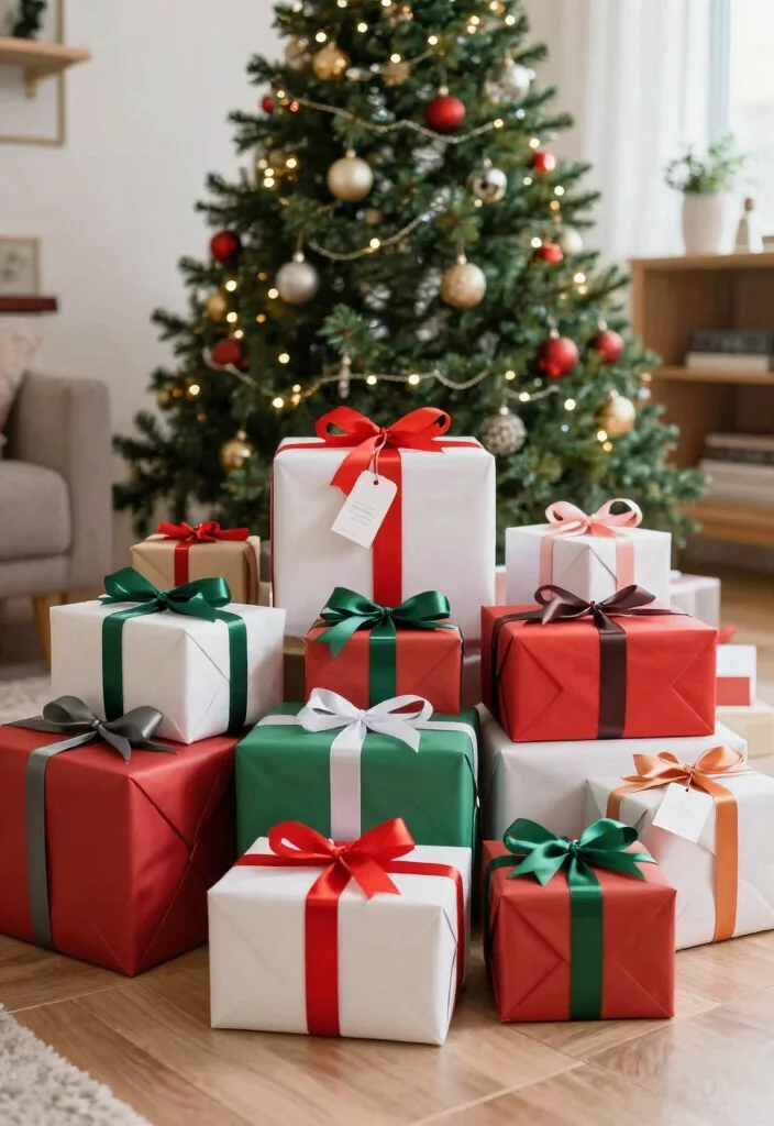 12 Christmas Living Room Decor Ideas for Apartments 61 12 Christmas Living Room Decor Ideas for Apartments 11. Thoughtful Gift Displays 0