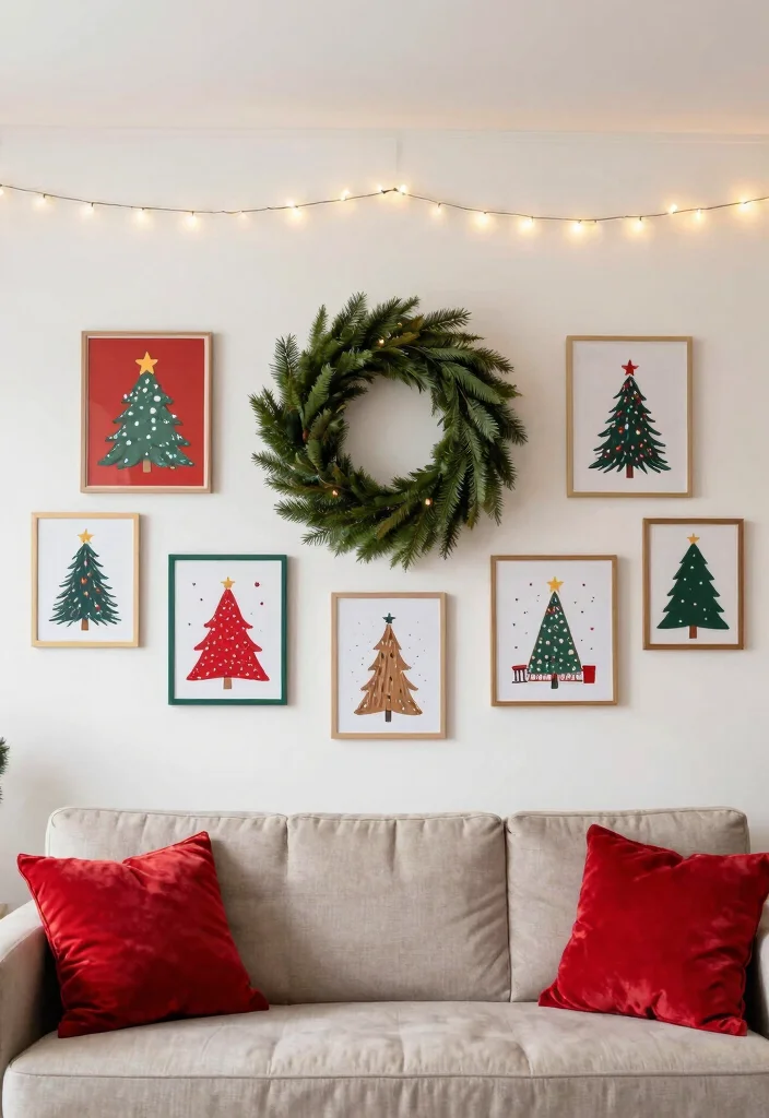 12 Christmas Living Room Decor Ideas for Apartments 13 12 Christmas Living Room Decor Ideas for Apartments 3. Festive Wall Decor 0