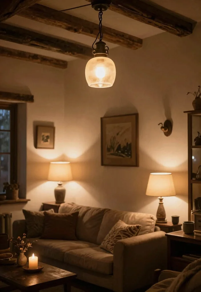 12 Country Living Room Ideas with Classic Comfort 16 12 Country Living Room Ideas with Classic Comfort 6. Layer Lighting 0