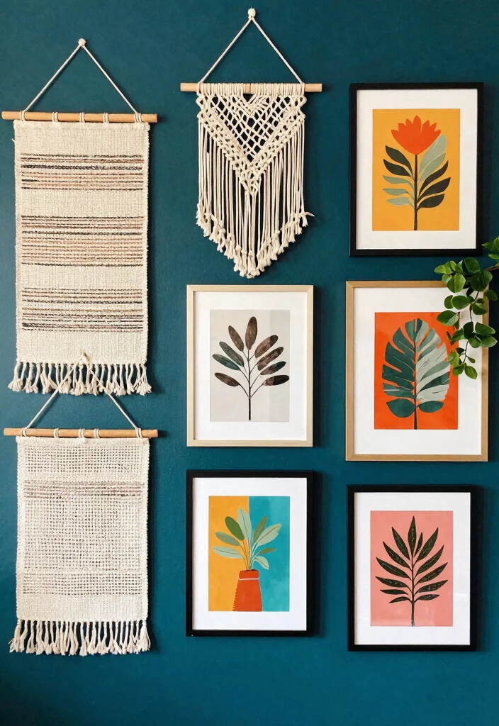 12 Dark Teal Bedroom Ideas for a Rich Moody Look 4. Bohemian Wall Art 0