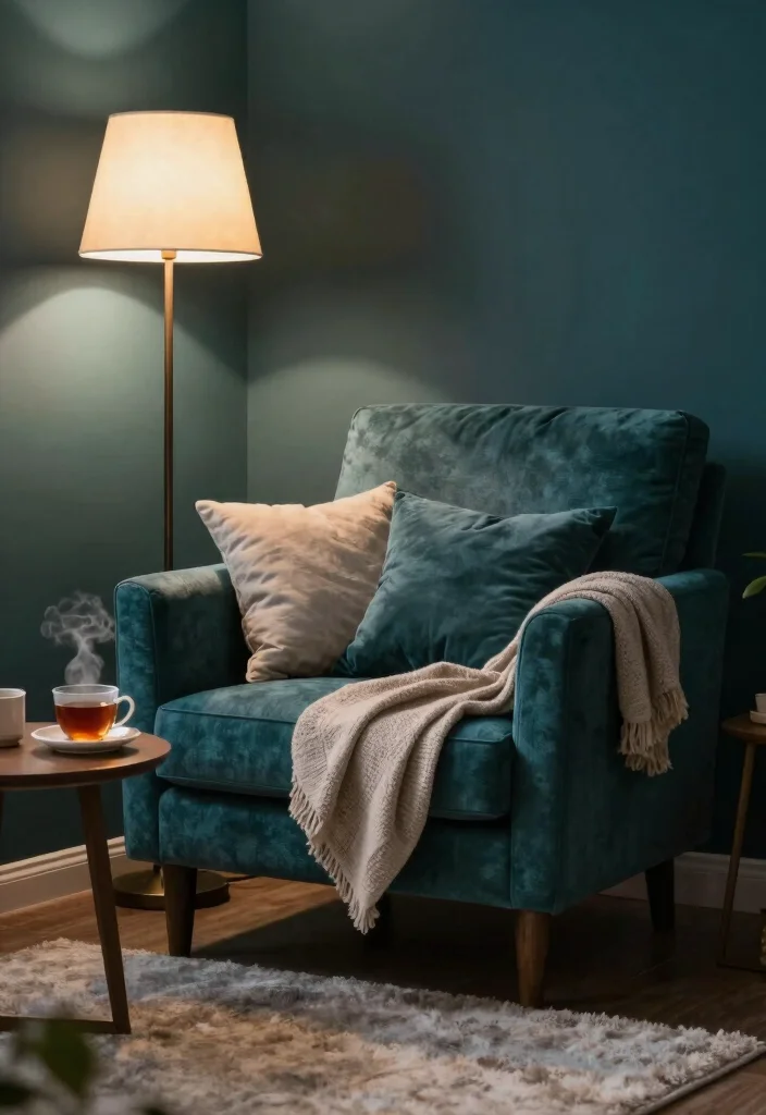 12 Dark Teal Bedroom Ideas for a Rich Moody Look 6. Cozy Reading Nook 0