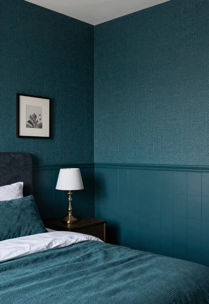 12 Dark Teal Bedroom Ideas for a Rich Moody Look 9. Textured Wall Finishes 0