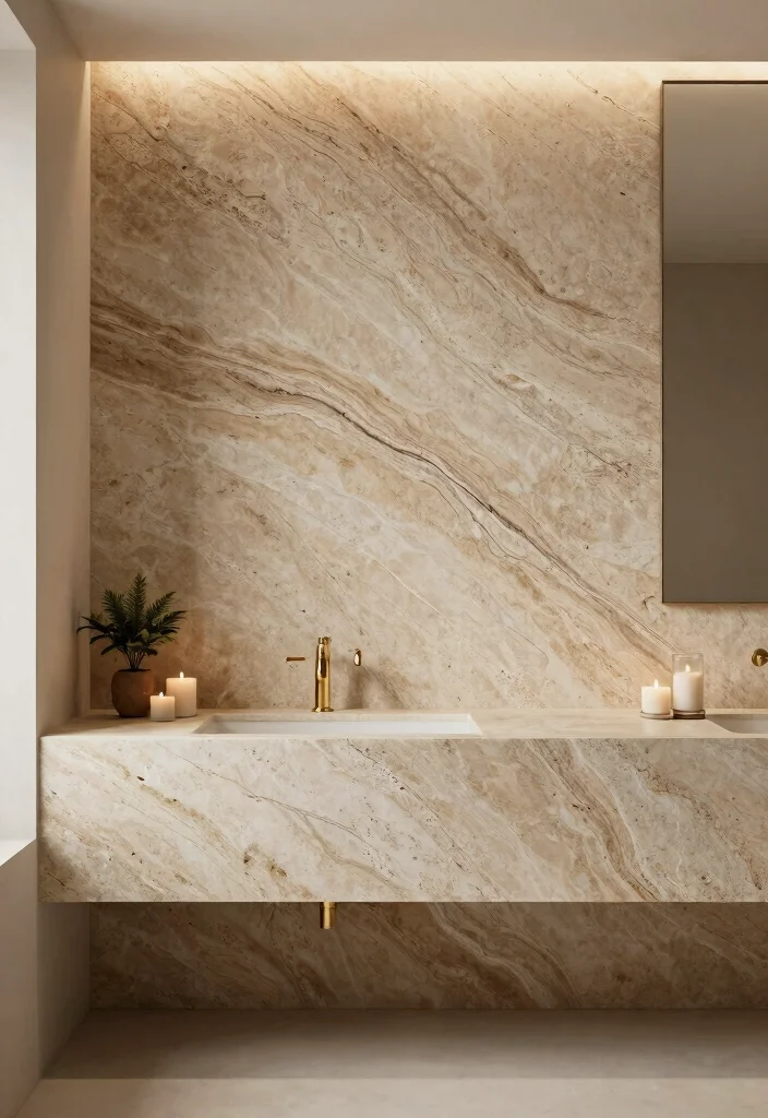 12 Eco Friendly Bathroom Backsplash Ideas for Vanities 3. Natural Stone Slabs 0