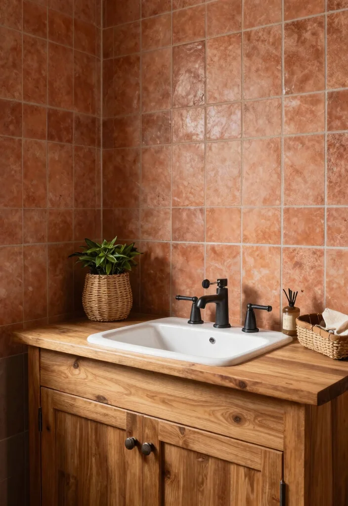 12 Eco Friendly Bathroom Backsplash Ideas for Vanities 7. Terracotta Tiles 0