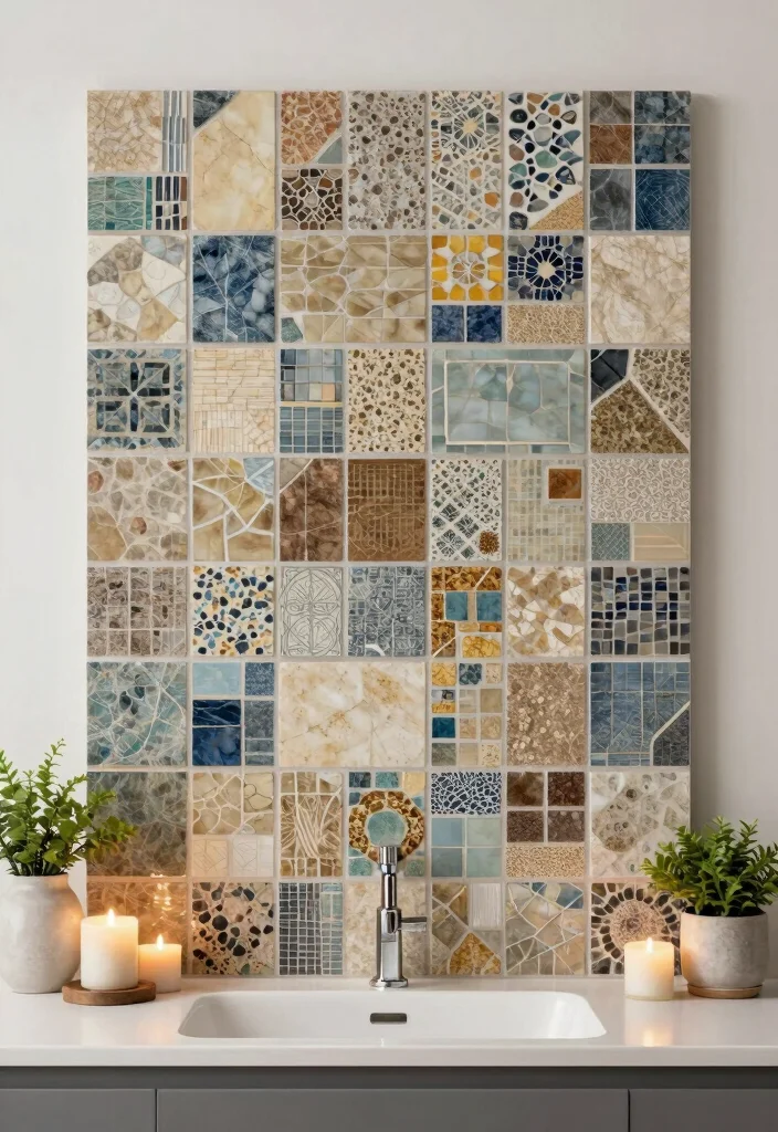 12 Eco Friendly Bathroom Backsplash Ideas for Vanities 9. Mosaic Tiles from Natural Materials 0