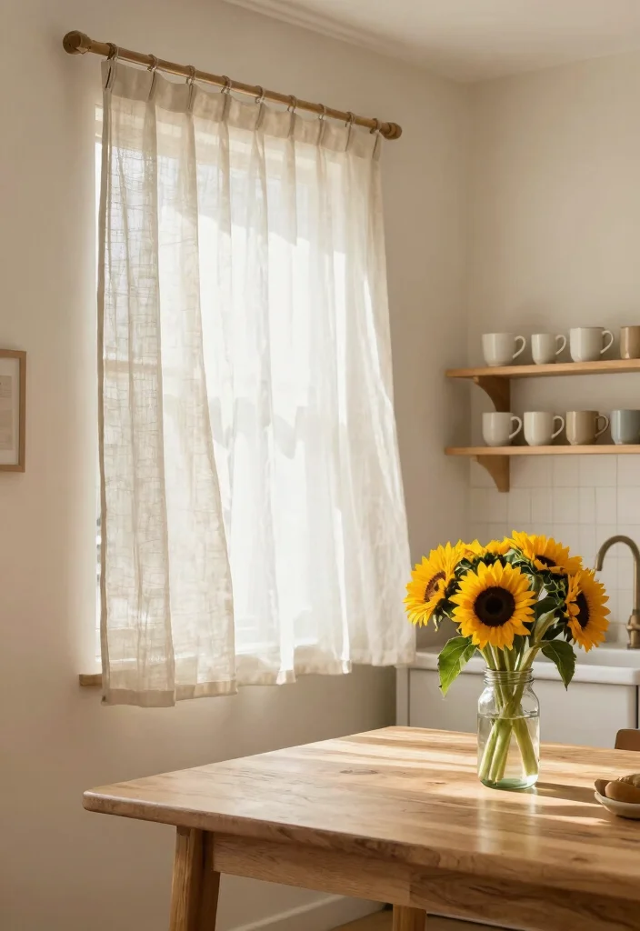 12 Farmhouse Kitchen Curtain Ideas with Cozy Style 1. Light and Airy Linen 0