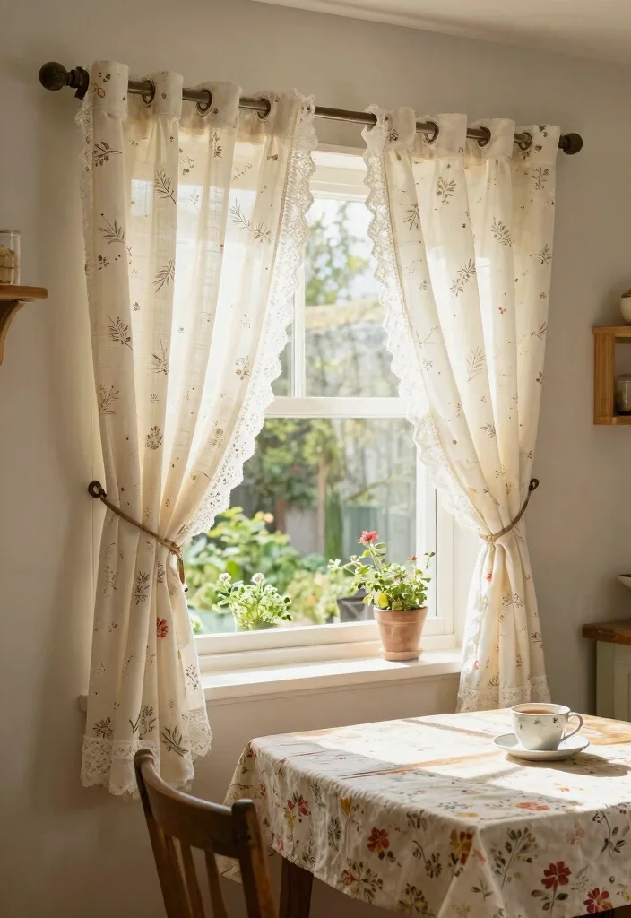 12 Farmhouse Kitchen Curtain Ideas with Cozy Style 10. Charming Cafe Curtains 0
