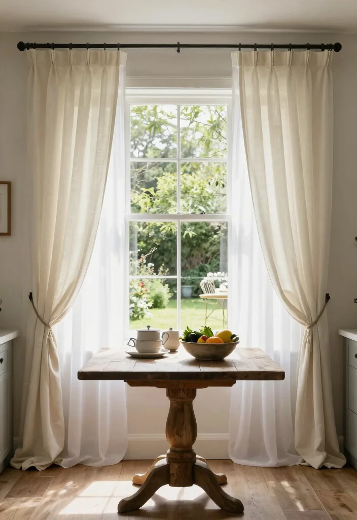 12 Farmhouse Kitchen Curtain Ideas with Cozy Style 4. Layered Textures 0