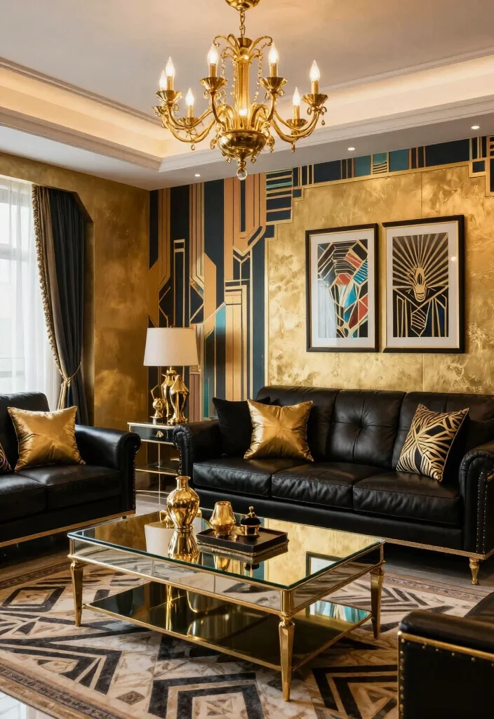 12 Gold and Black Living Room Ideas with Luxe Contrast 1 12 Gold and Black Living Room Ideas with Luxe Contrast 1. Art Deco Glamour 0