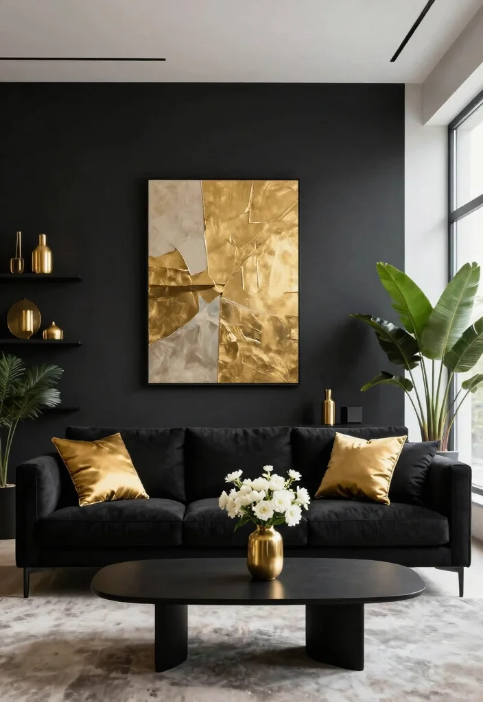 12 Gold and Black Living Room Ideas with Luxe Contrast 2 12 Gold and Black Living Room Ideas with Luxe Contrast 2. Modern Minimalism 0