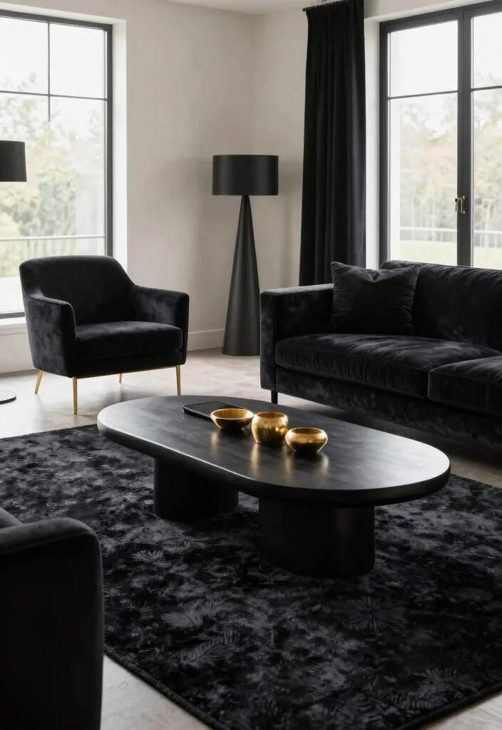 12 Gold and Black Living Room Ideas with Luxe Contrast 25 12 Gold and Black Living Room Ideas with Luxe Contrast 5. Statement Furniture Pieces 0