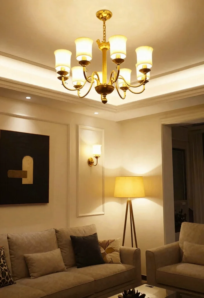 12 Gold and Black Living Room Ideas with Luxe Contrast 47 12 Gold and Black Living Room Ideas with Luxe Contrast 7. Layer Lighting 0