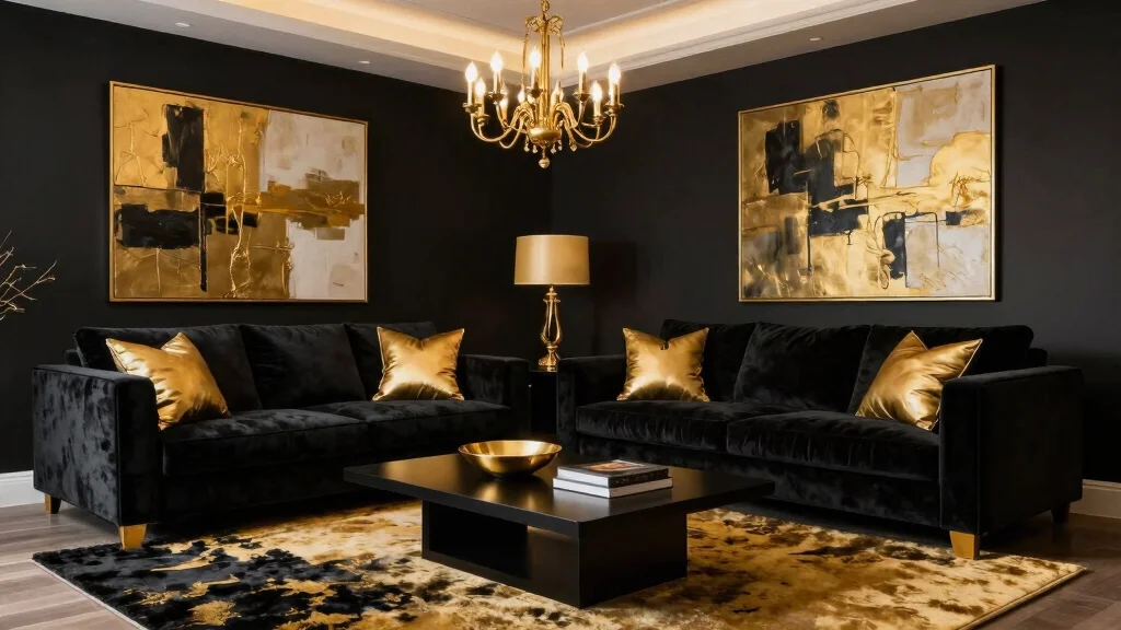 12 Gold and Black Living Room Ideas with Luxe Contrast