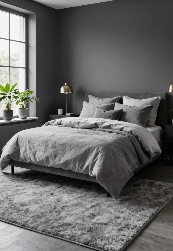 12 Gray Carpet Bedroom Ideas for Soft Comfort 1. Monochromatic Elegance 0