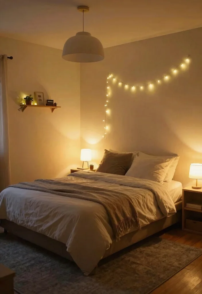 12 Gray Carpet Bedroom Ideas for Soft Comfort 6. Ambient Lighting 0