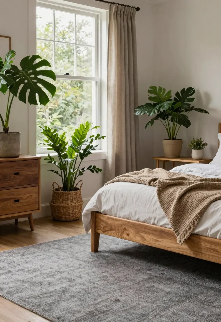 12 Gray Carpet Bedroom Ideas for Soft Comfort 7. Nature Inspired Elements 0