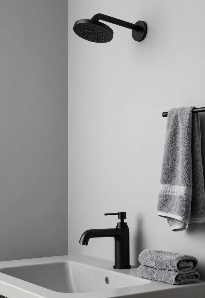 12 Gray and Black Bathroom Ideas with Bold Modern Mood 1 12 Gray and Black Bathroom Ideas with Bold Modern Mood 1. Gleaming Black Fixtures 0