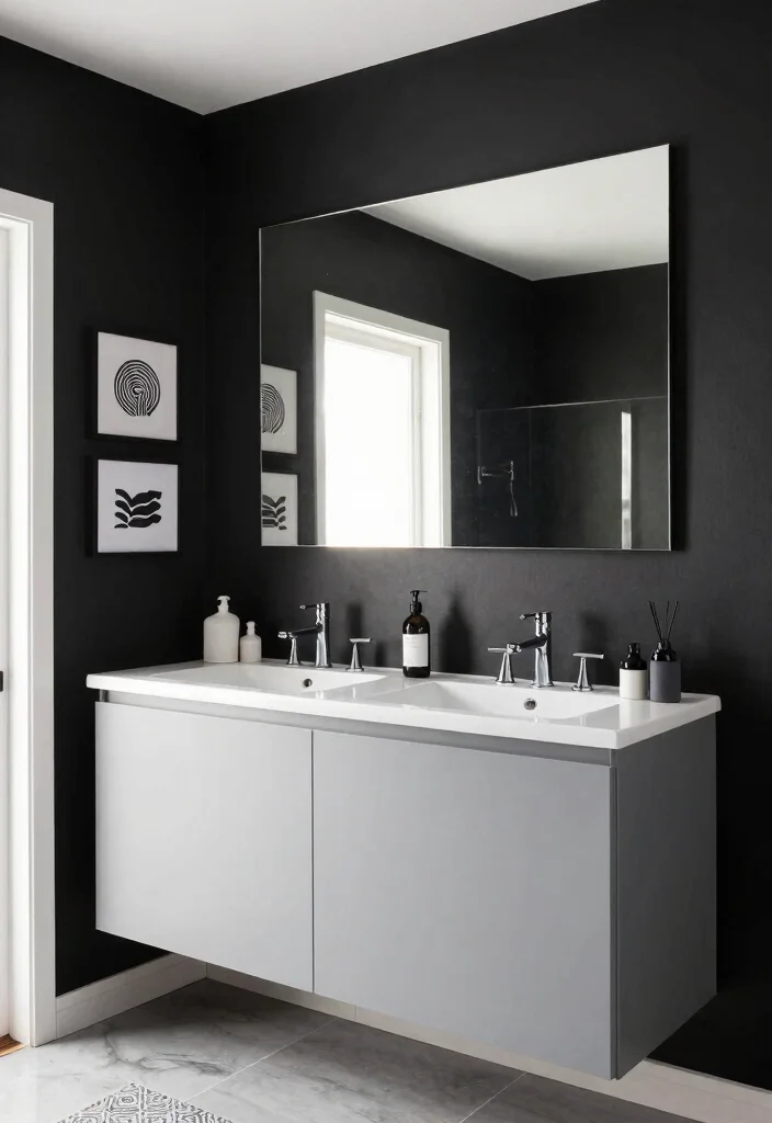 12 Gray and Black Bathroom Ideas with Bold Modern Mood 15 12 Gray and Black Bathroom Ideas with Bold Modern Mood 5. Bold Black Walls 0
