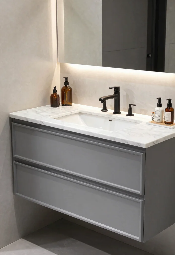 12 Gray and Black Bathroom Ideas with Bold Modern Mood 26 12 Gray and Black Bathroom Ideas with Bold Modern Mood 6. Elegant Gray Vanities 0