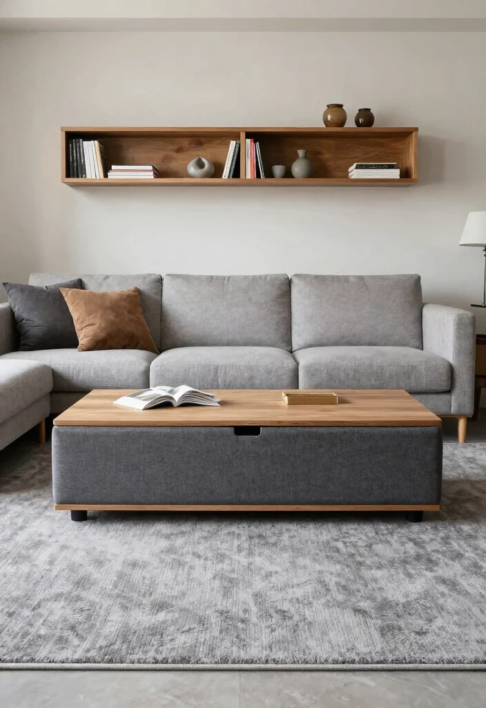 12 Grey Carpet Living Room Ideas for Soft Comfort 11. Optimize with Smart Storage Solutions 0