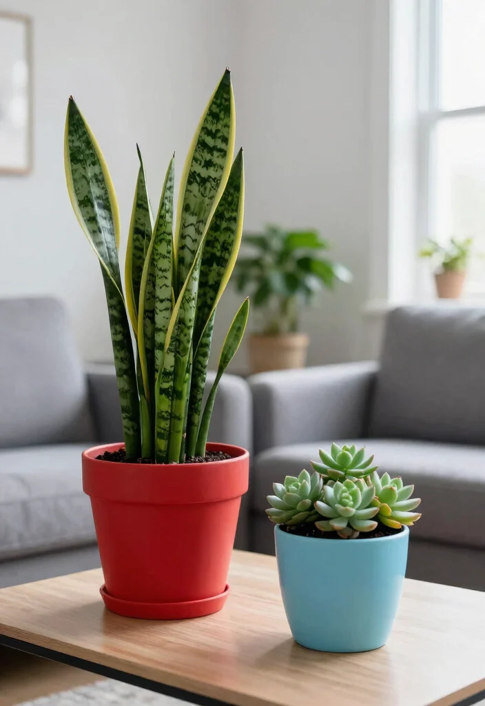 12 Grey Living Room Ideas with a Pop of Color 50 12 Grey Living Room Ideas with a Pop of Color 10. Plants in Colorful Pots 0