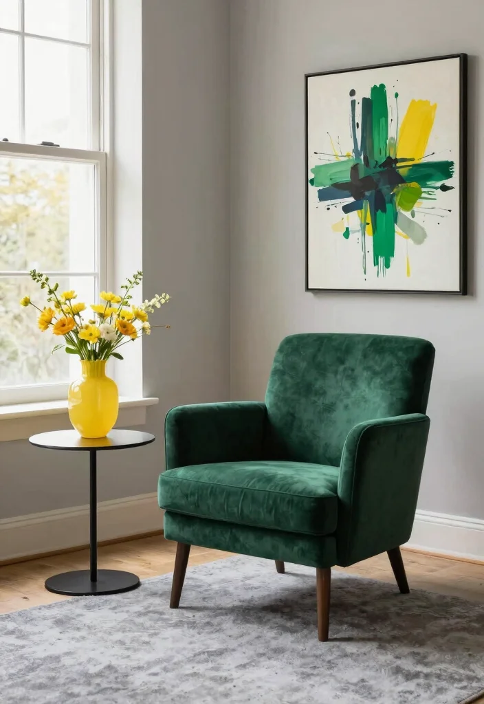 12 Grey Living Room Ideas with a Pop of Color 12 12 Grey Living Room Ideas with a Pop of Color 2. Accent Chairs in Bold Colors 0