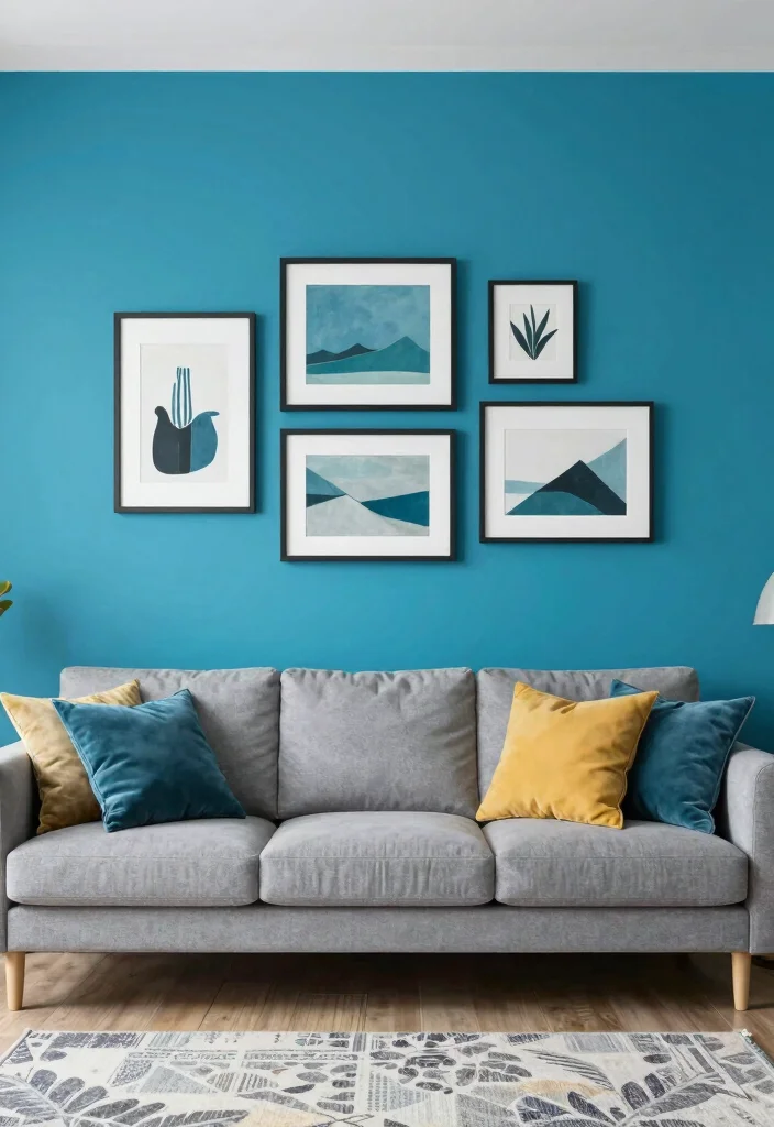 12 Grey Living Room Ideas with a Pop of Color 38 12 Grey Living Room Ideas with a Pop of Color 8. Brightly Colored Accent Walls 0